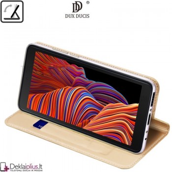 Dux Ducis dirbtinės odos atverčiamas dėklas - auksinės spalvos (telefonui Samsung Xcover 5) Dux Ducis dirbtinės odos atverčiamas dėklas - auksinės spalvos (telefonui Samsung Xcover 5)